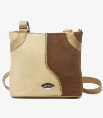 57% OFF on DHC Women Casual Gold PU Sling Bag
