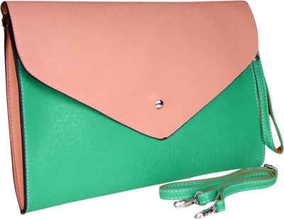 Just Women Women Casual, Formal Green, Pink PU Sling Bag