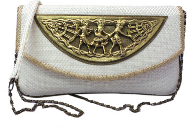 Bhamini Women Casual White Cotton Sling Bag Bhamini Women Casual White Cotton Sling Bag