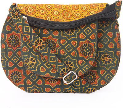 Ethnicshack Women Casual Green Cotton Sling Bag