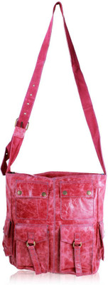 40% OFF on R&F Designs Women Casual Pink Genuine Leather Sling Bag