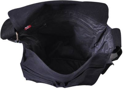 LEO Women Casual Black Canvas Sling Bag LEO Women Casual Black Canvas Sling Bag