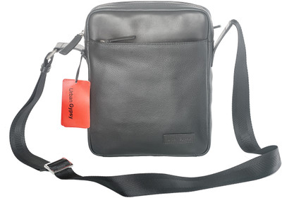 Urban Gypsy Men, Women Casual Black Genuine Leather Sling Bag