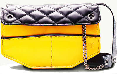 42% OFF on TWACH Women Evening/Party Yellow, Black Genuine Leather Sling Bag