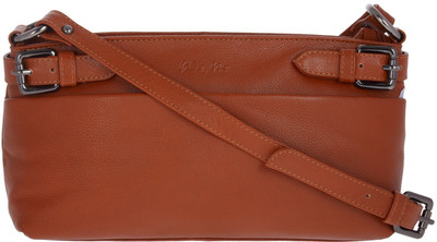 WeMe Women Casual Tan Genuine Leather Sling Bag WeMe Women Casual Tan Genuine Leather Sling Bag