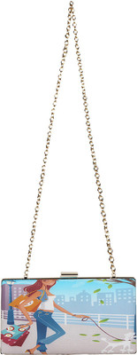 52% OFF on Shanaaya Women Evening/Party Blue, Gold Leatherette Sling Bag