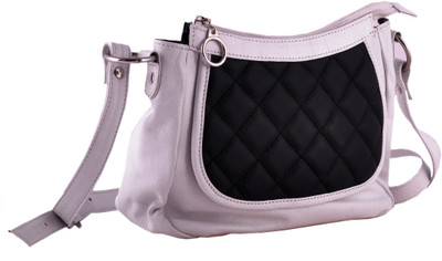 20% OFF on HX London Women Casual White, Black Genuine Leather Sling Bag