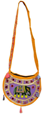 33% OFF on Shushila's Women Casual Yellow Cotton Sling Bag