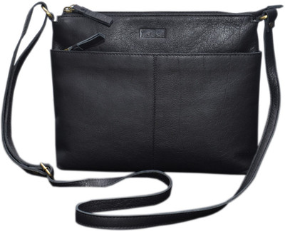 63% OFF on Le Craf Girls Casual Black Genuine Leather Sling Bag