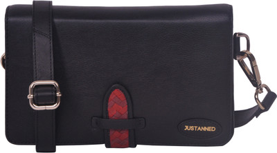Justanned Women's Leather Sling Bag - Black, Red - SLBEYHHUYDMCQBCN