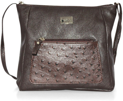 50% OFF on Fab Fashion Women, Girls Casual, Festive, Formal Brown Leatherette Sling Bag