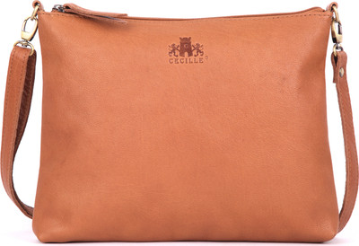 68% OFF on Cecille Women Brown Genuine Leather Sling Bag