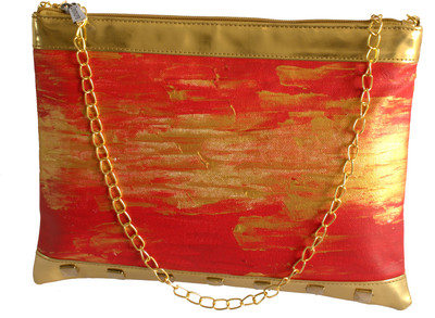 Demure Women Casual Red, Gold Canvas, PU Sling Bag Demure Women Casual Red, Gold Canvas, PU Sling Bag