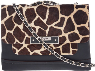 WeMe Women Casual Black Genuine Leather Sling Bag