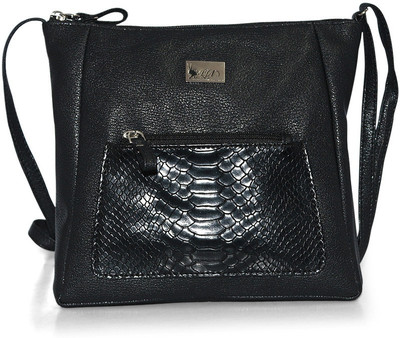 50% OFF on Fab Fashion Women, Girls Casual, Festive, Formal Black Leatherette Sling Bag