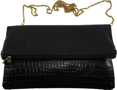 55% OFF on Faith Women Casual, Evening/Party Black Genuine Leather Sling Bag