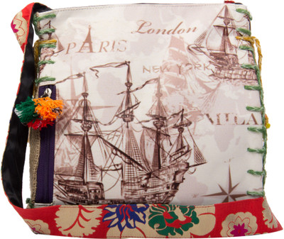 22% OFF on The House of Tara Women Casual, Evening/Party Multicolor Jute, Cotton, Polyester Sling Bag