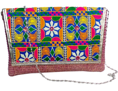 Bhamini Women Festive Pink Jute Sling Bag Bhamini Women Festive Pink Jute Sling Bag