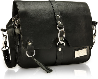 Phive Rivers Women Casual Black Genuine Leather Sling Bag