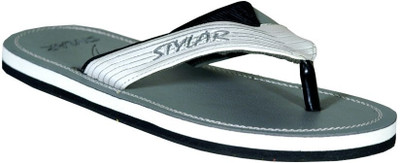 17% OFF on Stylar White and Grey Virat II Flip Flops