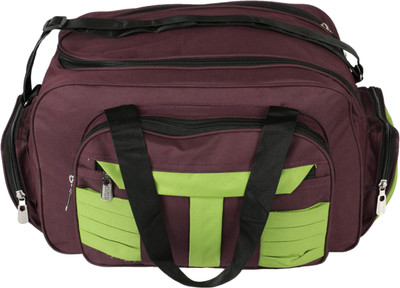 United Bags PrpGrn Stripes Airbag Small Travel Bag - Medium Purple, Green