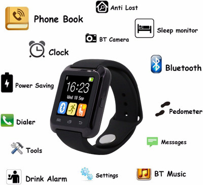 Zakk U8 Smart Watch Smartwatch (Black Strap) 