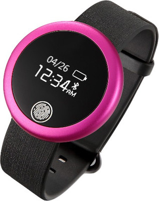 fbandz S6 IP-65 Waterproof Bluetooth Heart Rate Monitor Fitness Band Pink Smartwatch (Pink Strap Free size) 