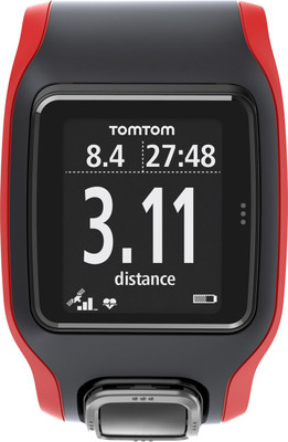 TomTom 1RA0.001.00 Runner Cardio GPS Watch Smartwatch (Black, Red Strap) 