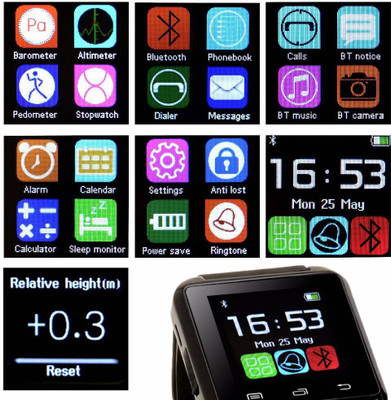 Qtec SWU8 Smartwatch (Black Strap) 