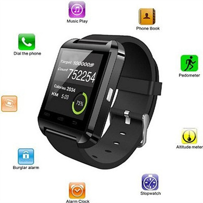 JAS U8 Smartwatch (Black Strap) 
