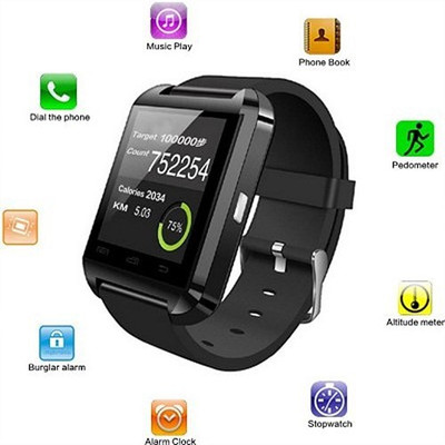 JAS U8 Smartwatch (Black Strap) 