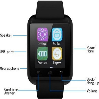 JAS U8 Smartwatch (Black Strap) 