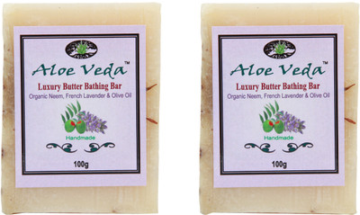 Aloe Veda Luxury Butter Bathing Bar - Organic Neem & French Lavender With Olive Oil - Pack Of 2