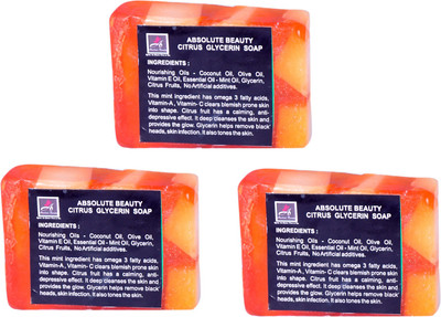 Absolute Beauty Citrus Glycerin Whitening Glow Skin Care Handmade Fairness Soap Combo-3 (100 G)
