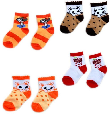 44% OFF on Smartkshop Baby Girl's Self Design, Striped, Animal Print Quarter Length Socks