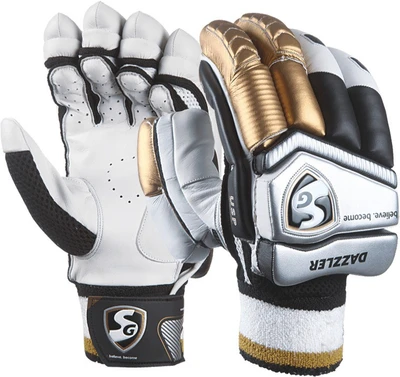 SG Dazzler Batting Gloves (Men, White, Gold)