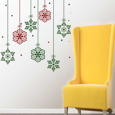 Chipakk Christmas Snowflake Decor Decal - Red & Green Pigmented Polyvinyl Sticker