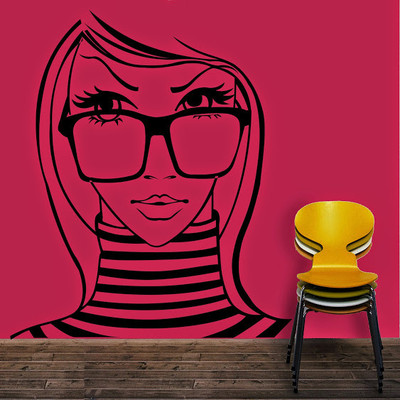 50% OFF on DeStudio DeStudio Lady With Glasses Wall Stickers Size JUMBO WALL STICKER Sticker