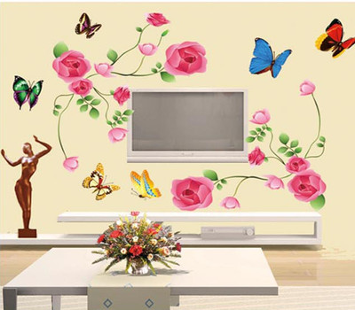 33% OFF on Pindia Rose Flower Butterfly Design Wall Sticker 33% OFF on Pindia Rose Flower Butterfly Design Wall Sticker