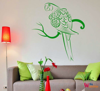 46% OFF on Wall Whispers Green Parrot Vinyl Sticker