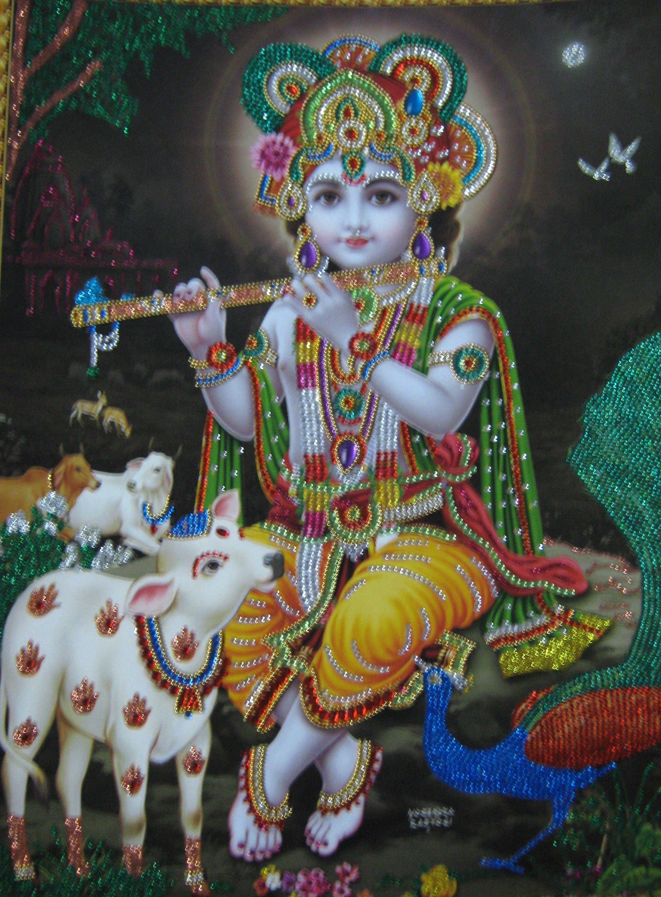 Radhika Arts Cow Krishna'S Painting Frames 24X36 Inches Paper Sticker