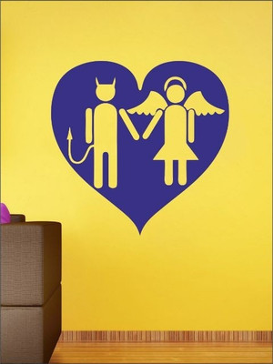 77% OFF on Wall1ders Devil & Angle Love PVC Vinyl Sticker Sticker Pack of 1