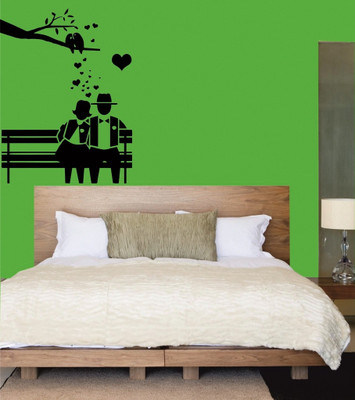 16% OFF on meSleep Love Couple Design Black PVC Sticker Pack of 1