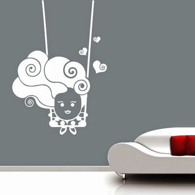 87% OFF on DeStudio Cute Baby On Swing One Size Tiny Wall Sticker
