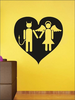 82% OFF on Wall1ders Devil & Angle Love PVC Vinyl Sticker Sticker Pack of 1