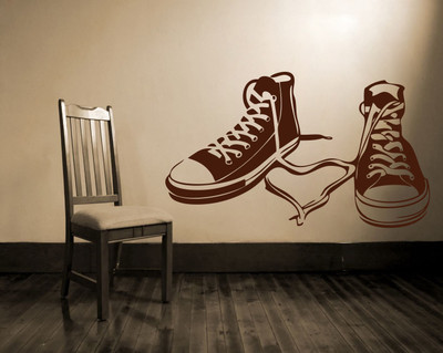 71% OFF on D��cor Kafe Decal Style Shoes Wall Art Small Size-18*10 Inch Wall Sticker Sticker Pack of 1