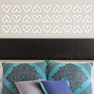 50% OFF on DeStudio Hearts Border Fun Decor Decoration Bed Color White Size 135 X 60 Cms Wall Sticker