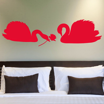 80% OFF on DeStudio Swan Lake Pond Color Red Size 105 X 60 Cms Wall Sticker