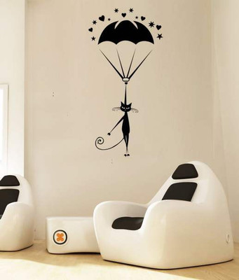 50% OFF on Hoopoe Decor Cat Landing with Parachute Wall Sticker Pack of 1 50% OFF on Hoopoe Decor Cat Landing with Parachute Wall Sticker Pack of 1