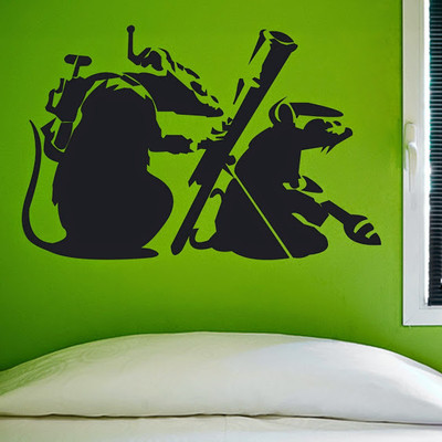 50% OFF on DeStudio Banksy Extermation Mice Graffiti Color Black Size 150 X 60 Cms Wall Sticker